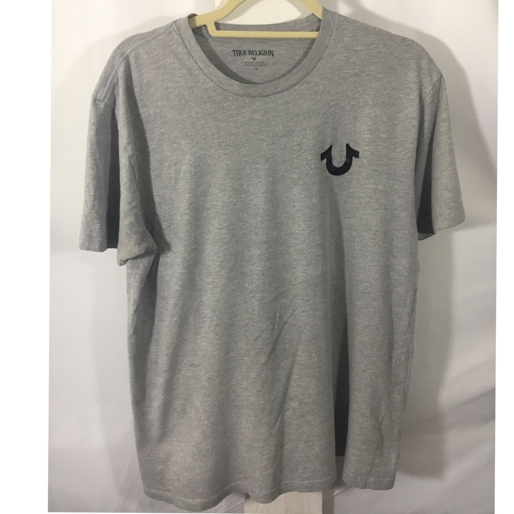 Men Grey And Black True Religion Shirt Size-L